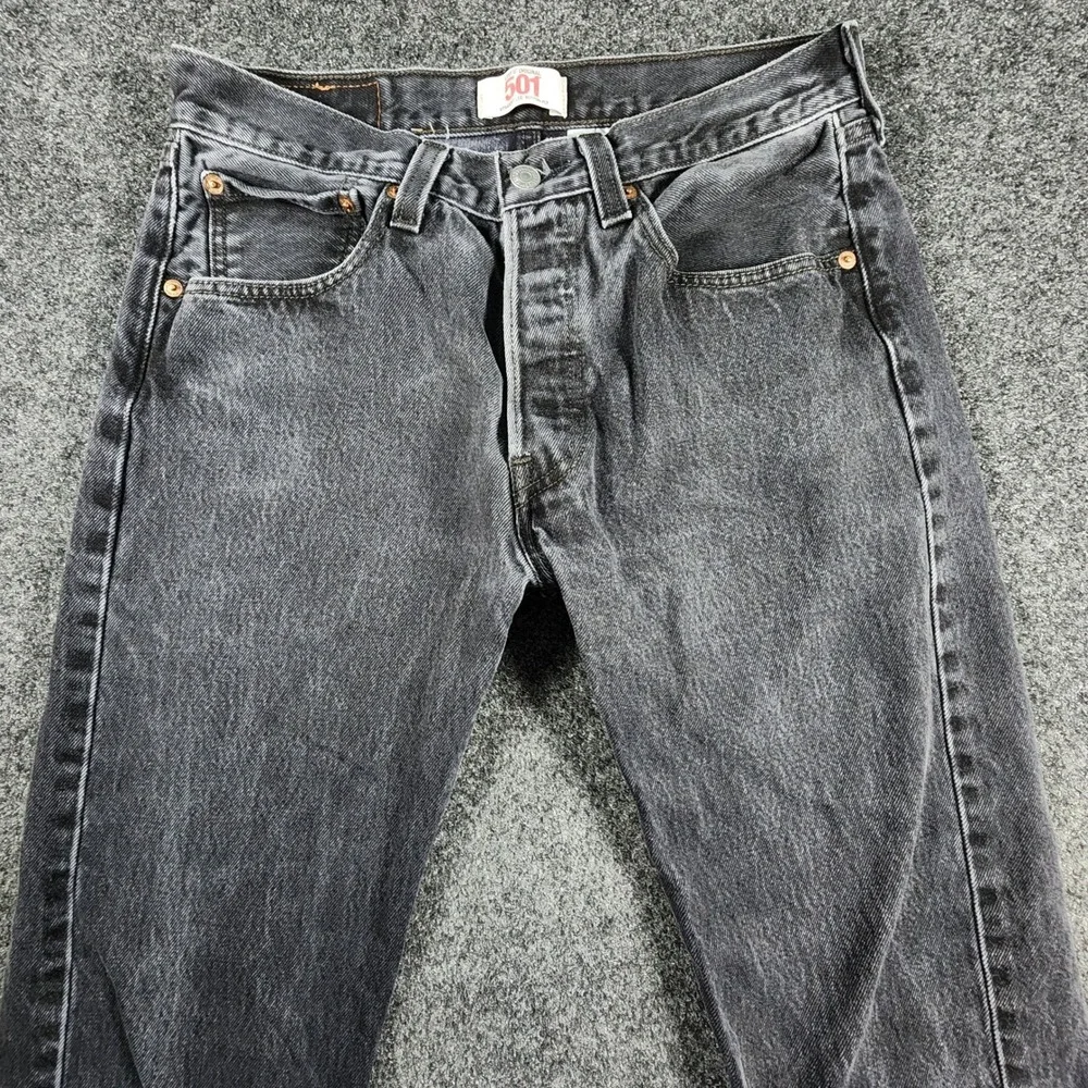Levi's 501 Original Jeans Mens 31x32 Fit 29x29 Black Button Fly Faded Denim Y2K